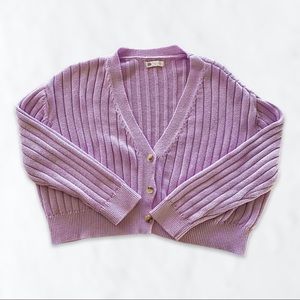 ASOS Stradivarius Cropped Cardigan in Lilac/Light Purple